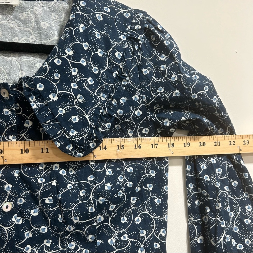 AritziaWIilfred blythe blouse ruffled prairie statement collar blue floral small - Picture 11 of 12